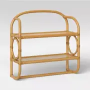 Threshold Boho Rustic Rattan 2 Shelves Wall Mounted Shelf Storage Towel Bar