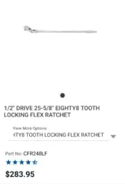 MATCO 1/2 24" LOCKING FLEX HEAD RATCHET NEW CFR248LF
