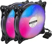 2pcs CPU Fan 120mm, 4 Pin PWM RGB LED Computer Case PC Cooling Fan,12V Brushless Cooling Fan for PC Cases, CPU Coolers, and Radiators, Low-Noise, High Airflow