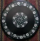 24 Inches Marquetry Art Coffee Table Top Black Marble Entryway Table for Hotel