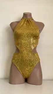 Schminke ⚜️ bodysuit side cut-outs pole-wear dance hologram halter