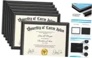 8.5x11 Certificate Frames - Black, 12 Pack - Contemporary Diploma Frames 8.5