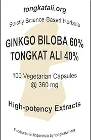 Ginkgo Biloba Extract, 100 Vegetarian Capsules of 360 mg