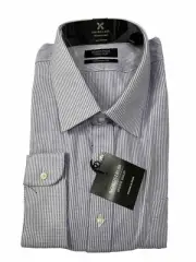 Nordstrom SmartCare Wrinkle Free Purple Stripe Dress Shirt Mens 18.5/35 XXL New!