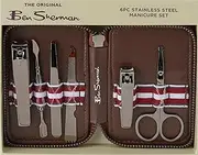 [Ben Sherman] Men's 6 Piece Manicure Travel Set, Brown, Small