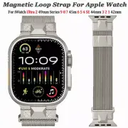 Magnetic Mesh Loop For Apple Watch Ultra 9 8 7 Metal Mecha Band Strap 44/45/49mm