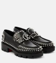 [Christian Louboutin] Christian Louboutin CL Moc Lug Spikes leather loafers AU 7 black