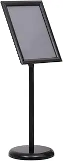 A3 Pedestal Poster Stand Black Aluminium Alloy, Adjustable Floor Display Stand for Restaurant Events, Durable Lightweight Aluminum Frame with Clear Protective Film