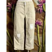Anthropologie Wanderer Patchwork Patch Neutral Beige Jeans Pants Petite 28P