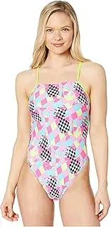 [Speedo] Print Turnz Fixed Back One-Piece Pink/Turquoise 24