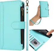 Nexue Case for Samsung Galaxy Z Fold 3 5G,Wrist Strap Crossbody Strap, Wallet Phone Case Card Holder PU Leather Kickstand Zipper,Mint