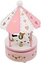 OHPHCALL Wooden Carousel Music Box Wind-up Musical Horse Figurine Carousel Cake Topper Wind Up Nursery Decor Rotating Horse Birthday Present