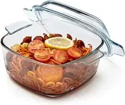 [NUTRIUPS] 1.5L Glass Casserole Dish with Lid Square Casserole Dish Glass Oven Bakeware Microwave Safe Dish with Lid Small Casserole Dish