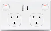 Double Power Point GPO Wall Outlet, USB Wall Charging, 5V/3.6A with 1 USB A & 1 USB C Port, Powerpoint Charge Socket with Switch, 2400W, 10A Charging, SAA Approved, for Home Office Hotel