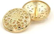 30 Pieces Clothing Button – Retro Hollow Sewing Button Shank Round Shaped Metal Button Set for Men Women Blazer, Coat, Uniform, Shirt, Suit and Jacket (Gold, 15 mm)