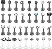 [Sanfenly] Lip Rings for Women Men 16G Medusa Labret Lip Piercing Jewelry 6MM 8MM Lip Ring Studs Silver Gold Black Rose Gold Tragus Helix Cartilage Earrings