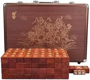 Classic Chinese Mahjong - with 144 Medium Size Tiles, a Wooden Case, Betting Sticks, 3 Dice, and a Wind Indicator - for Chinese Style Game Play