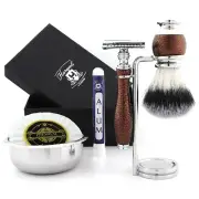 5 Pc Shaving Kit Double Edge Safety Razor Synthetic Hair Shaving Brush Soap Bowl