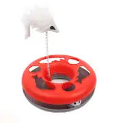 Catzon Interactive Cat Toy Scratching Spring Mouse Turntable with Exercise Bell Balls-Red