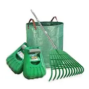 LEAF SCOOP Gardening Rake Set with 72 Gallon Bag GARDZEN