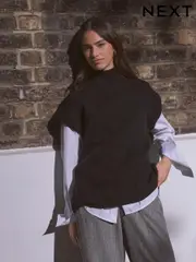 Black Wool Cashmere Knitted Tank (N95244) | $178