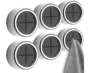 6 Pcs Kitchen Towel Holder, Dish Towel Hooks Wall Mounted, Self-Adhesive Towel Hanger, Ideal for Bathroom, Shower, Home, Outdoor, No Drilling Required