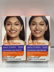 2 Pack Sally Hansen Hair Remover Wax Strip Kit for Face & Bikini 34 Strips each