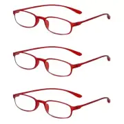 Calabria 718 Flexie Oval Reading Glasses +1.75 Red (3pack) Men/Women Bendable On