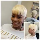 Sexy Blonde Short Pixie Cut Human Hair Wig No Lace Glueless Natural For Women US