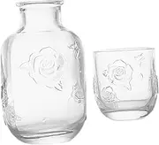 BEBEMOKO Vintage Floral Glass Teapot Cup Set Nightstand Water Carafe Desktop Flower Pot Refreshing Beverages