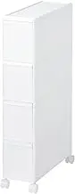 Like-IT Kitchen Storage Gap Drawer Slim 4 Tiers with Wheels Approx. Width 6.7 x Depth 18.3 x Height 32.7 inches (17 x 46.5 x 83 cm), All White, Made in Japan, TS-4, Hidden Storage, Width 6.7 inches