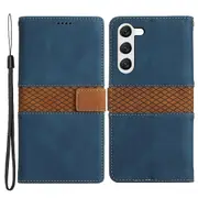 For Samsung Galaxy S23+ Leather Stand Case Magnetic Clasp Shockproof Wallet Grid Splicing Cover