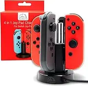 Alabastia Stylish 4-in-1 Switch OLED Controller Charging Station, Black, LED Indicator, USB-C, 20W, 4Amp, 5V, Slim Fit, Fast Charging, Overcharge Protection