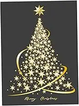 Christmas Window Clings Golden PVC Christmas Tree Window Stickers Reusable DIY Static Wall Mural for Home Shop Window Glass Display Decorations 31x22 Inch