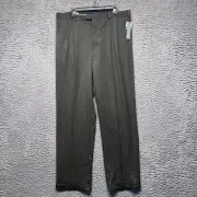 Perry Ellis Pants Mens 36 34 Brown Dress Flat Front Casual Travel Luxe