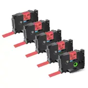 5PK 1" Compatible with Brother TZ-451 TZe-451 Black on Red Label Tape P-Touch