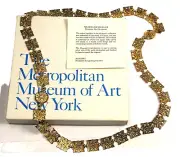 24kt PLATE METROPOLITAN MUSEUM STERLING SQUARE LINK BYZANTINE NECKLACE IN BOX