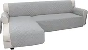 Easy-Going Sofa Slipcover L Shape Sofa Cover Sectional Couch Cover Chaise Lounge Cover Reversible Sofa Cover Furniture Protector Cover for Pets Kids Children Dog Cat (Large,Light Gray/Light Gray)