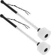 Kisangel Musical Instrument Accessories 2pcs Stainless Steel Drum Hammers Felt Mallets Drum Sticks for Levels of Players