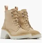 SOREL Hi-Line Waterproof Lace Up Leather Boot in Chalk Size 7.5