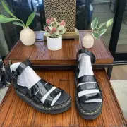 Dr. Martens Womens Blaire Gladiator Sandals Black Patent Lamper Buckle 7 New