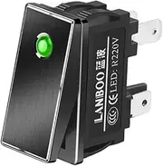 HAODEE 28.4X10.5MM Series Safe high Current Rocker Switch 16Amp high Current 2NO with LED 2 Gears 12V 24V 220V (Color : Green(Black Panel), Size : 110V)