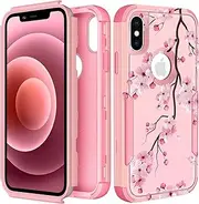 Plakill for iPhone Xs Max Case, Designer Blossom Pattern Heavy Duty Protective Phone Cover for Women Men Girls Boys Hard Cases for iPhone 10 Xs Max