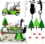 Golf Cake Decorations Heading for The Green Topper - Birthday Decorations for Golfers With Cart, Flag, Ball - Sport Theme Party Supply (A)