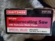 NEW IN BOX Craftsman 8amp Reciprocating Saw - 120v package With Case, Blades Etc