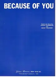 "BECAUSE OF YOU" PIANO/VOCAL/GUITAR/CHORDS SHEET MUSIC-1967-VERY RARE-NEW-MINT!!