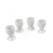 4pc Ceramic Soft Hard Boiled Egg Cup Holder Stand Set White Serving Kitchen Tool
