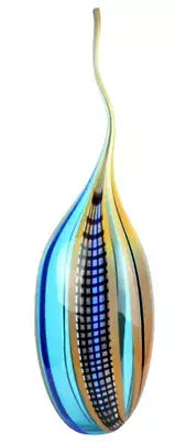 MURANO Art Glass Tall Multicolored Vase by Eros Rafael Hand Blown Italy New