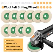 10Pcs 100mm 4-Inch Wool Buffing Wheel Felt Polishing Disc Pad For Angle Grinder