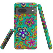 For Google Pixel 7 Case Tough Protective Cover Retro Floral Design